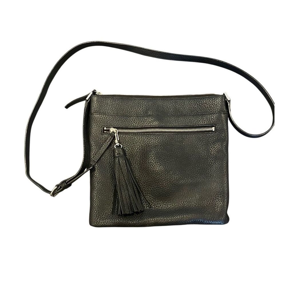 Mint Condition Nordstrom HALOGEN Black Pebble Leather Slim Crossbody Purse Handb